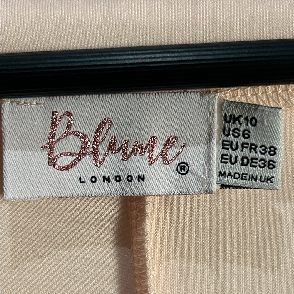 Blume London Boutique Sophisticated Surplice V-Neckline Midi Blush Dress - Picture 8 of 11